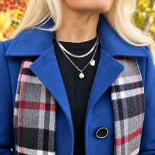 Load image into Gallery viewer, Blue Petite Pea Coat with Plaid Scarf – Size 8 neck
