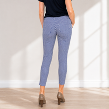 Load image into Gallery viewer, Blue &amp; White Stripe Slim Ankle Pant back
