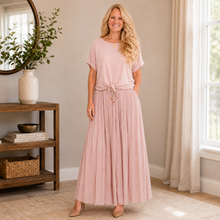 Load image into Gallery viewer, Blush Crinkle Silky Maxi Skirt
