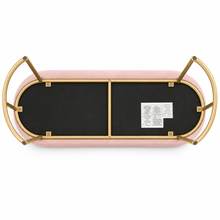Load image into Gallery viewer, ChatBlush Pink Velvet &amp; Gold Oval Bench | Dream Weaver Canada bottom
