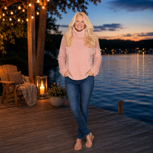 Load image into Gallery viewer, Blush Teddy Fleece Cowl Neck Pullover2
