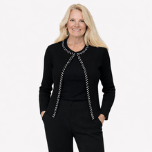 Load image into Gallery viewer, Bolero Cardigan with Pearl Trim | Black 2
