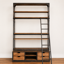 Load image into Gallery viewer, Brodie II Industrial Bookcase with Sliding Ladder &amp; Storage3
