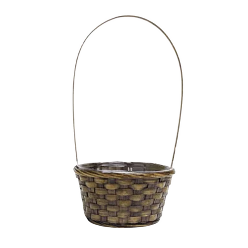 Brown Bamboo Basket with tall handle | Dream Weaver Canada