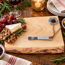 Charger l'image dans la galerie, Canadian Live Edge Birch Cheese Board &amp; Pewter Pâté Knife Gift Set

