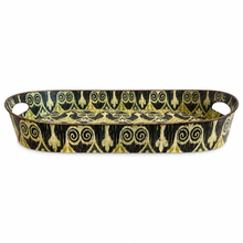 Load image into Gallery viewer, Vintage Ornamental Black and Green Metal  Oval Tray
