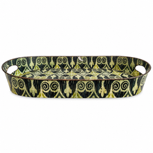 Load image into Gallery viewer, Vintage Ornamental Black and Green Metal  Oval Tray
