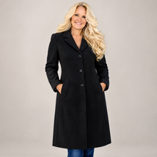 Load image into Gallery viewer, Classic Black Tailored Dress Coat with Notch Collar  DW
