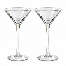 Load image into Gallery viewer, Clear Martini Glasses – 8" Tall | Set of 2 | Cocktail &amp; Holiday Décor
