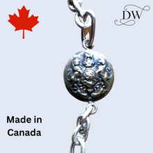 Load image into Gallery viewer, Vintage Canadian Coat of Arms Button Silver Bracelet
