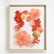 Charger l'image dans la galerie, Coral &amp; Gold Floral Giclée Framed Art – 19" x 25" DW 3
