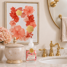 Charger l'image dans la galerie, Coral &amp; Gold Floral Giclée Framed Art – 19" x 25" lifestyle
