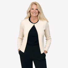 Load image into Gallery viewer, Cream Pearl-Trim Bolero Cardigan | Dream Weaver Canada
