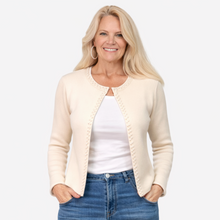 Load image into Gallery viewer, Cream Pearl-Trim Bolero Cardigan | Dream Weaver Canada 2
