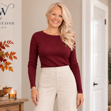Load image into Gallery viewer, Crew Neck Cotton Sweater | Merlot | Parkhurst
