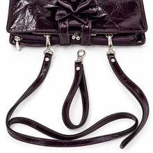 Load image into Gallery viewer, Deep Aubergine Purple Patent Floral Clutch &amp; Shoulder  straps
