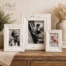 Load image into Gallery viewer, Distressed Antique White Wood Picture Frame 4x6
