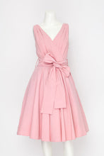Charger l'image dans la galerie, Dusty rose fit and flare dress with plunging V-neck and full skirt
