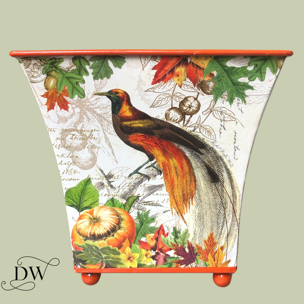 Fall tin pheasant side