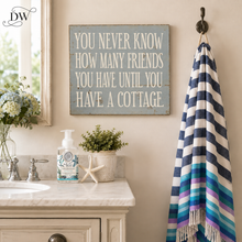 Charger l'image dans la galerie, Fraas Lightweight Cashmink Throw – Navy, Aqua &amp; Lilac Stripe Lifestlye
