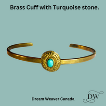 Load image into Gallery viewer, Brass Establish Bracelet with Turquoise Stone | Bauxo
