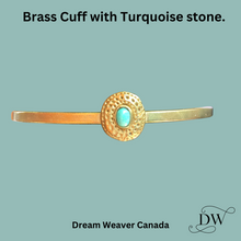 Load image into Gallery viewer, Brass Establish Bracelet with Turquoise Stone | Bauxo
