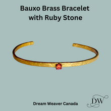 Charger l&#39;image dans la galerie, Brass Cuff Bracelet with Ruby Stone | Bauxo
