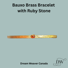 Charger l&#39;image dans la galerie, Brass Cuff Bracelet with Ruby Stone | Bauxo
