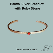 Load image into Gallery viewer, Silver Cuff Bracelet with Ruby Stone | Bauxo
