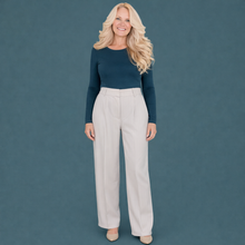 Charger l'image dans la galerie, Grey &amp; White Pinstripe Pleated Pants
