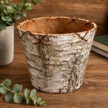 Load image into Gallery viewer, Handcrafted Birch Bark Planter Cover | Large | Dream Weaver Canada
