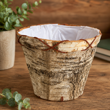Load image into Gallery viewer, Handcrafted Birch Bark Planter Cover – Small | Dream Weaver Canada2
