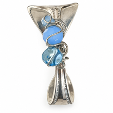 Load image into Gallery viewer, Handcrafted Vintage Silver Spoon Cuff Bracelet with Blue Glass Beads DW4
