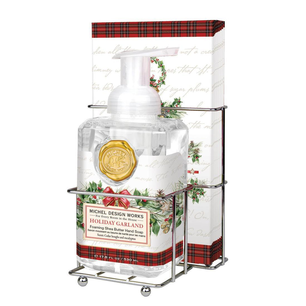 Holiday Garland Foaming Soap & Napkin Set | Michel Design Works