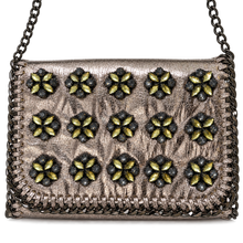 Charger l'image dans la galerie, INZI Blush Pink Metallic Crystal-Embellished Crossbody Clutch Bag front 2
