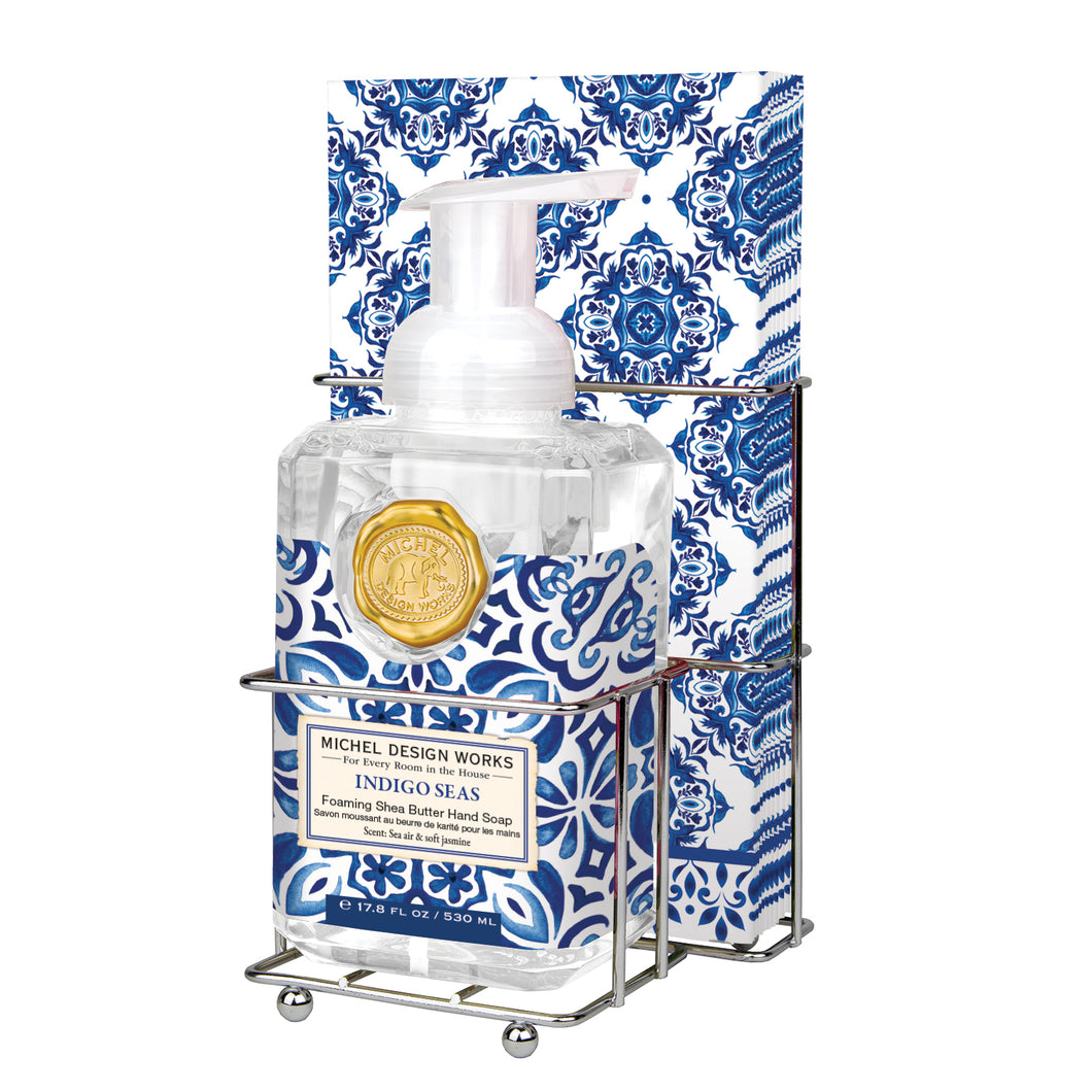 Indigo Seas Foaming Soap  & Napkin Set | Michel Design Works