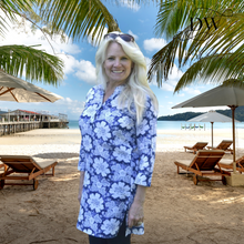 Load image into Gallery viewer, Indigo Floral Cotton Beach Coverup
