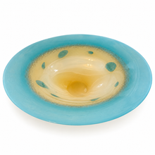 Load image into Gallery viewer, Large Aqua &amp; Champagne Art Glass Centerpiece Bowl – 18"
