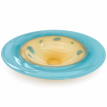 Load image into Gallery viewer, Large Aqua &amp; Champagne Art Glass Centerpiece Bowl – 18" 2
