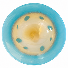 Load image into Gallery viewer, Large Aqua &amp; Champagne Art Glass Centerpiece Bowl – 18" 2 top
