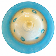 Load image into Gallery viewer, Large Aqua &amp; Champagne Art Glass Centerpiece Bowl – 18" bottom
