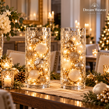 Load image into Gallery viewer, Large Clear Bubble Glass Cylinder Vase – 15.75" Tall | Statement Décor DW  lights
