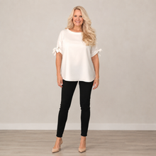 Load image into Gallery viewer, Linen Bow-Sleeve Blouse | Cream | One Size |  Dream Weaver 
