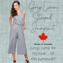 Load image into Gallery viewer, Linen Jumpsuit | Grey/Cream Stripe
