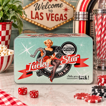 Charger l'image dans la galerie, Lucky Star Vintage Casino Storage Tin – Pale Teal LFST
