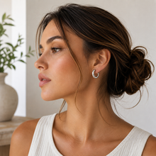 Load image into Gallery viewer, Maddie Small Silver Plated Hoop Earrings | Pilgrim
