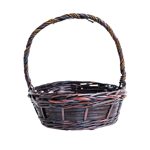 Mahogany Round Basket with Handle | Dream Weaver Canada