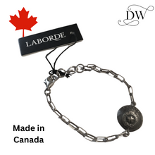Load image into Gallery viewer, Maple Leaf Crown Button Silver Bracelet | Dream Weaver Canada
