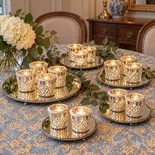 Charger l'image dans la galerie, Mirrored Mosaic Concrete Votive Candle Holders with mirror plates

