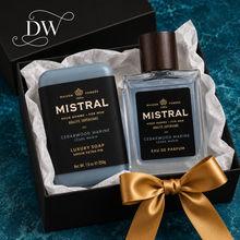 Load image into Gallery viewer, Mistral Cedarwood Marine Cologne &amp; Soap Gift Box | Dream Weaver Canada
